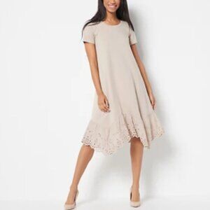 LOGO by Lori Goldstein Eyelet Hem Dress